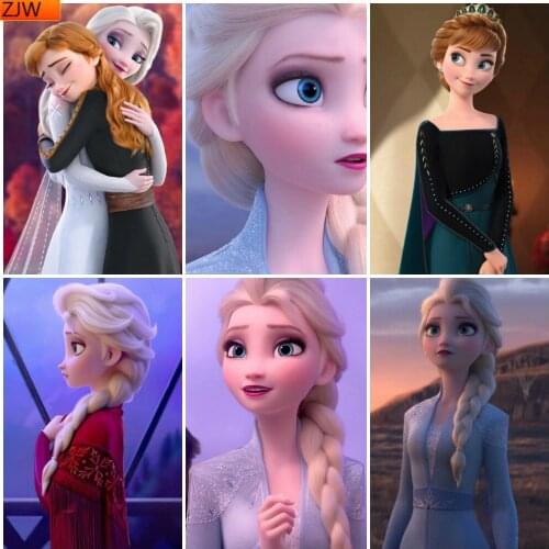 Diamond Painting 5D DIY Full Round Diamond Frozen Princess Aisha Series 2 Mosaic Picture Artist Home Decoration Gift Disney