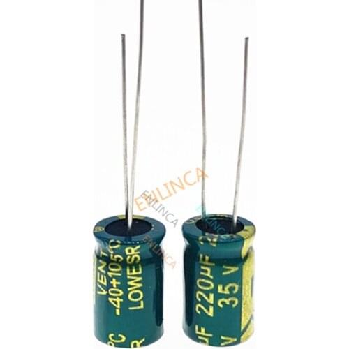 Low ESR/Impedance High Frequency 35v 220UF Aluminum Electrolytic Capacitor Size 8*12 220UF35V 20