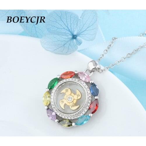 BOEYCJR Colorful Rhinestone Novel Rotating windmill Lucky Energy Pendant & Necklace for Women