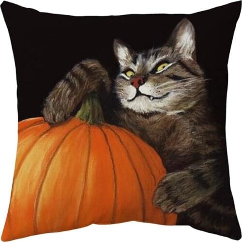 Halloween Pumpkin Bat Pillowcase Cushion Cover Horror Supplies Ornament For Home Decoration Car Cushion Cover Without Core 70