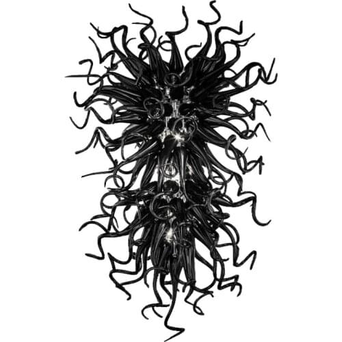 Foyer Black Pendant Lamps Art Deco Hand Blown Murano Glass Modern Crystal Chandelier Living Room Staircase Light 40 Inches