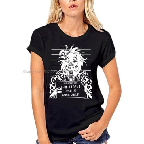 Cruella Mugshot T-shirt Printing Women Fashion T Shirt Cotton Short Sleeved Summer Style T-shirt Tops Tees Funny