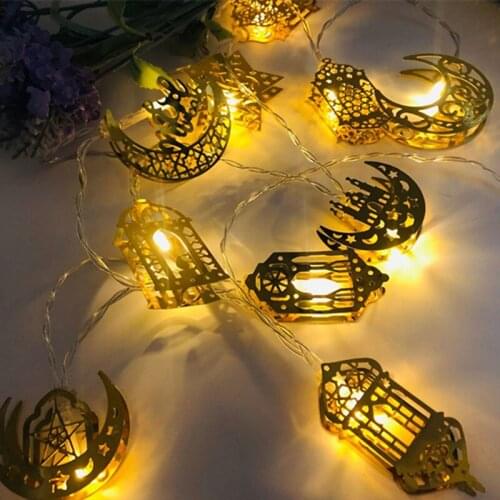 1.5M 10LED Lights Ramadan Mubarak Decoration Moon Shape LED String Light Eid Mubarak Ramadan Kareem Decor for Home Party Garland