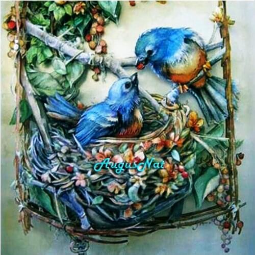 Birds diamond painting full square wall art room decor mother baby diamond dots kit mosaic painting on canvas animals craft gift