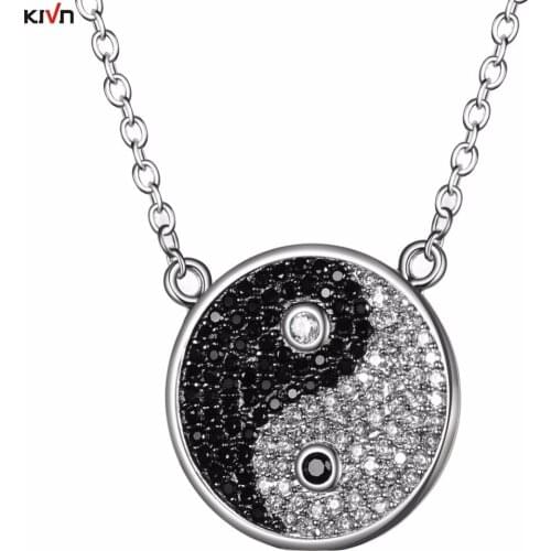 KIVN Fashion Jewelry CZ Cubic Zirconia Magic Yin Yang Balance Pendant Necklaces for Women