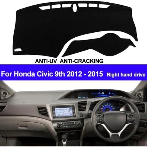 TAIJS Car Dashboard Cover Dash Mat For Honda Civic 9th 2012 2013 2014 2015 Auto Non-slip Right Sun Shade Pad Carpet Dashmat