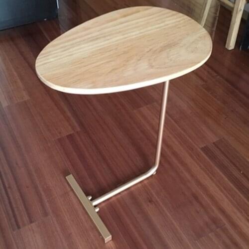 Creative Simple Oval Small Coffee Table Mobile Solid Wood Iron Sofa Corner Table Lazy Bedside Reading Table