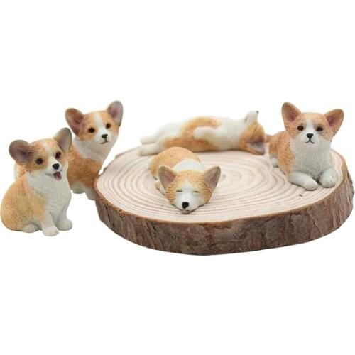 Mr.Z 5pcs/set Mini Dog Welsh Corgi Figure Animal Figure Model Toys Collector Decor Kid Gift