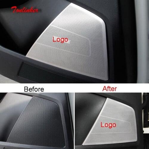 Tonlinker Cover Sticker For SKODA KODIAQ 2017-18 Car Styling 4 Pcs Stainless steel Interior Door Speaker position Cover stickers