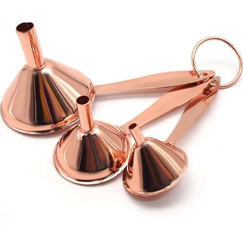 Stainless steel rose gold oil drain Conical funnel with handle Multifunctional wine drain (three-piece set)