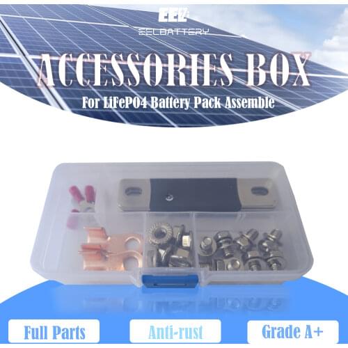 Nickel-Plated Copper Bus Bar, Connectors, Screws, Gaskets, Flange Nuts for DIY 272Ah 280Ah 310Ah EVE CATL Lifepo4 Cells Battery