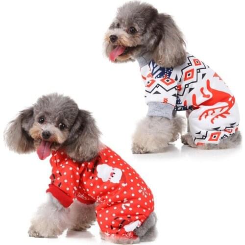 Autumn And Winter Dogs Warm Jumpsuit Xmas Theme Print Clothes For Small Dogs Puppy Dog Cat Pet Festival Supplies