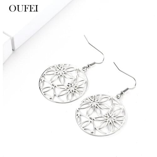 OUFEI Stainless Steel Jewelry Flower Earrings For Women 2019 Women Earring Female Accessories Offers With Free Shipping