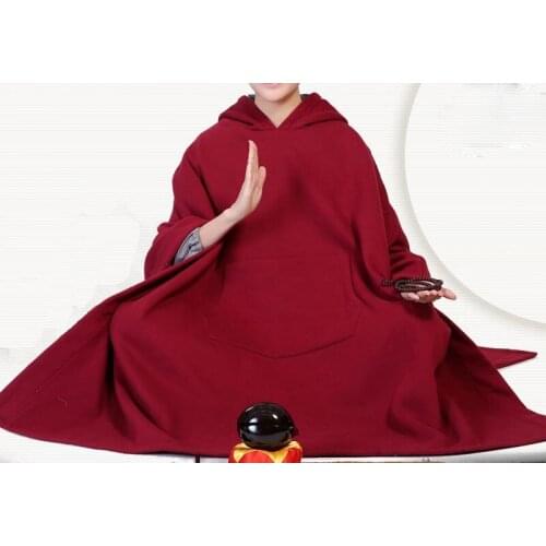 Unisex 3color Autumn&Winter cotton warm shaolin monk meditation cape cloak robe zen lay clothing buddhayoga suits Ponchos