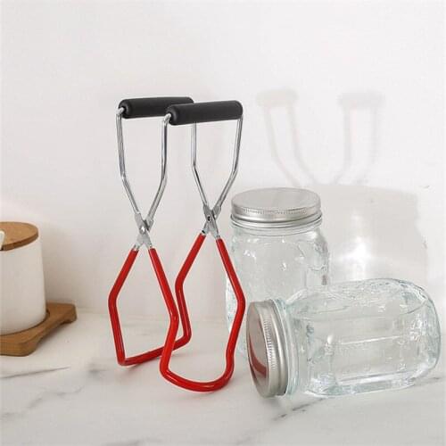 Canning Jar Lifter with Grip Handle Stainless Steel Can Lifter Tongs Jar Clip Heat Resistance Anti-clip Mason Jar Glass Lifter