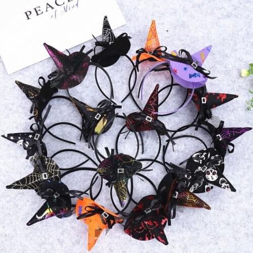 Halloween Girls Headband Orange Witch Cosplay Headdress Kids Pumpkin Hair Hoop Clip For Kids Party Decor