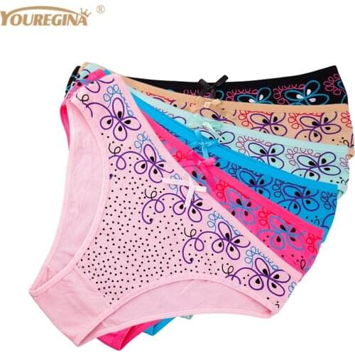 Womens Underwear Woman Cotton Briefs Solid Cute Bow Low-Rise Sexy Ladies Girls Panties Lingerie 6 pcs/lot