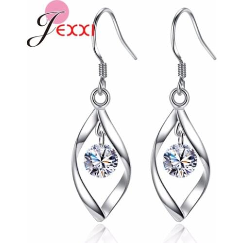 Woman Fashion 925 Sterling Silver Jewelry Sets Whirling CZ Pendant Necklace/Earrings For Women Fashion Style Lady Jewelry