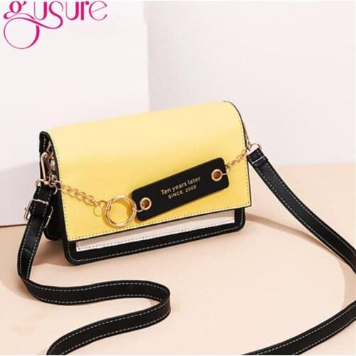 Gusure Women Shoulder Bags Contrast Color Design Crossbody Flap Cover Bags for Girls Popular Chains Purse and Handbag