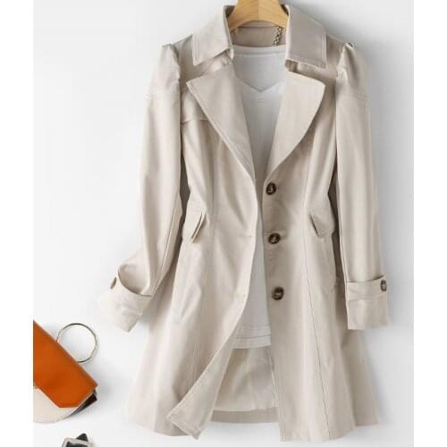 2021 New Spring Autumn Trench Coat Woman Korean Single-breasted Mid-Long Trench Coat Overcoat Plus Size 5XL Windbreaker Female