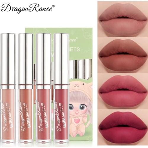 4PC Liquid Lip Glaze Set Velvet Matte Lipstick Set Waterproof Long Lasting Lip Tint Women Makeup Cosmetic Maquiagem TSLM1