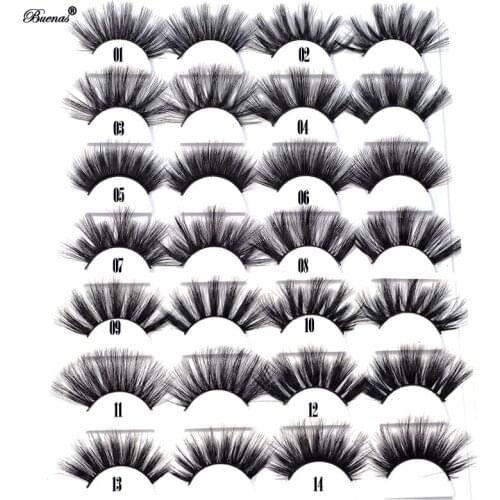 10 pairs Buenas 3D faux mink lashes 25mm long false eyelash hand made plus long 3d eyelashes extension single packing 21 styles