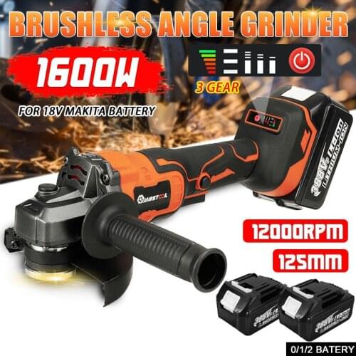 125mm 388VF 3 Gears Brushless Cordless Electric Angle Grinder Rechargeable Polishing Cutting Machine for Makita 18V Battery