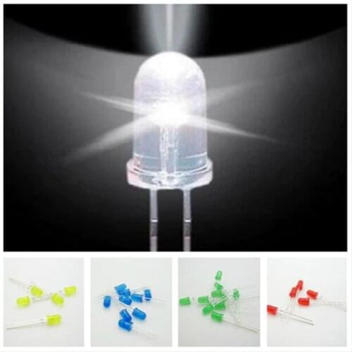 5000pcs/lot 5 Colors F5 5MM Round Yellow White Red Green Blue Each 1000pcs Diffused Round DIP Diode LED Lamp Light
