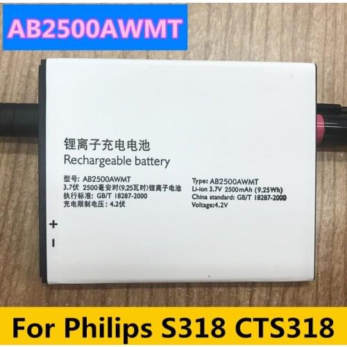 Runboss Original Quality AB2500AWMT Battery for Philips S318 CTS318 Cellphone Batteria