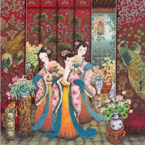 Free shipping Chinese classical woman dancing scenery oil painting canvas painting prints on canvas wall art decoration picture