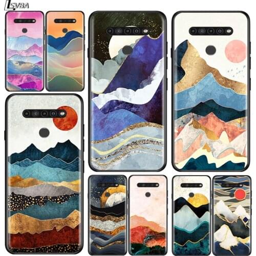 Mountain Marble Moon for LG G8 G8S G8X V30 V35 V40 V50 V60 ThinQ Q60 K40 K50 K51 K61 K71 K92 K62 Soft Black Phone Case