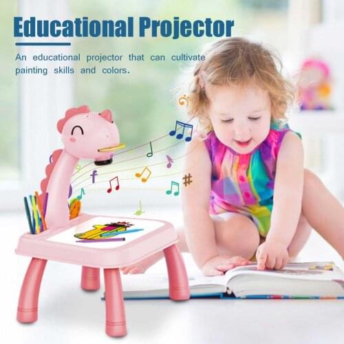 Children Led Projector Art Drawing Table Toys Kids Painting Board Desk Projection Drawing Board Cartoon Drawing Table Projector