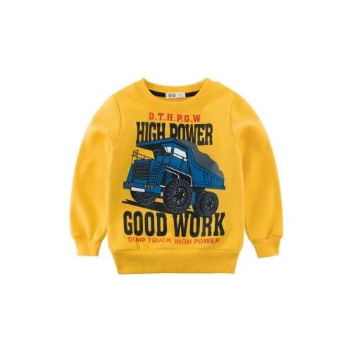 Cartoon Truck Crane Boys Long Sleeve Tops Tshirt New Fall Spring Children Kids T-shirt Streetwear for Baby Cotton Tees Clothing