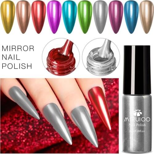 MSRUIOO 8ml Mirror Nail Polish Purple Rose Gold Chrome Color Gel Varnish Long-Lasting Nail Polish Girl Cute Nail Decoration Tool