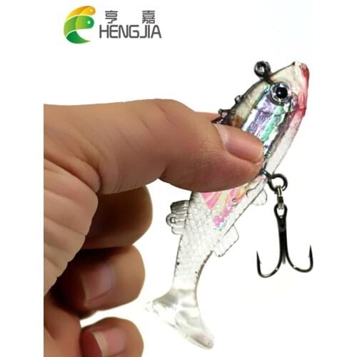 HENGJIA 1pc Paillette 3D Eyes Lead Fishing Lures Artificial Soft bait Carp Crank bait with Treble Tackle Hooks pesca