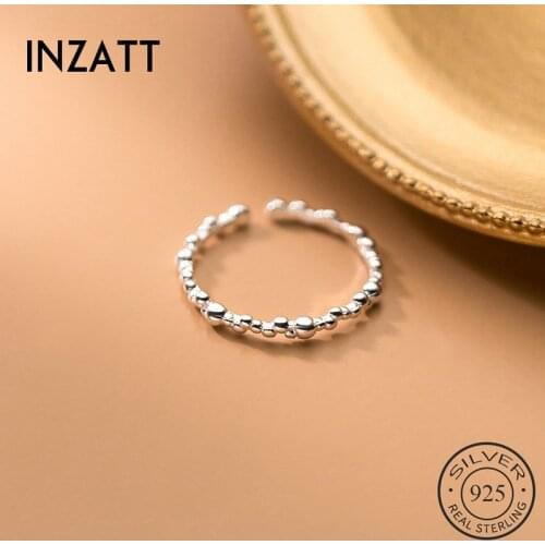INZATT Real 925 Sterling Silver Stack Bead Adjustable Ring For Fashion Women Party Fine Jewelry Hiphop Minimalist Accessories