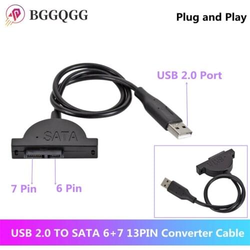 BGGQGG USB 2.0 to Mini Sata II 7+6 13Pin Converter for Laptop CD/DVD ROM Slimline Drive Converter Cable Screws steady style