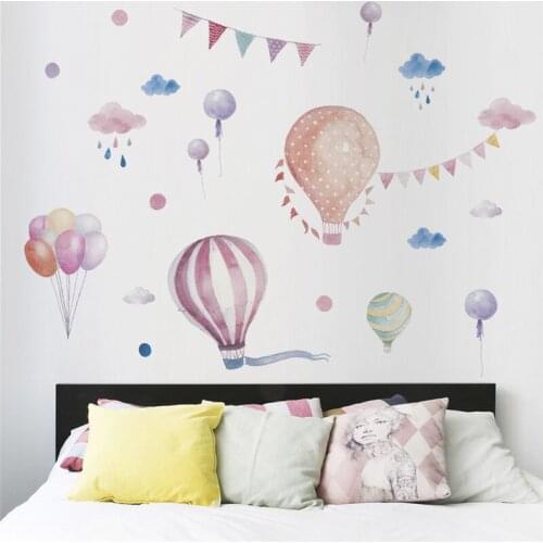 Colourful Balloons Flags Wall Stickers For Birthday Party Home Decoration Kids Room Mural Art Diy Pvc Decals Posters