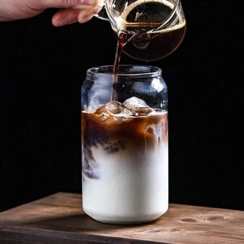 Creative Glass Cup Coffee Mug Milk Tea Cans Beer Cocktail Cold Drink Juice Cup High Borosilicate Glass Durable Bar Accessories