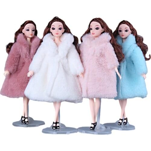 Girls Dolls Soft Fur Coat Tops Dress For Reborn Doll Winter Wear Leopard Outfit 12 Inch Doll Accessories Kid Gift Toy
