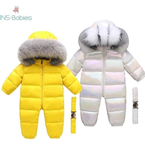 2021 Winter Duck Down Jacket For Boys Children Warm Snowsuits Colorful Outdoor Clothes With Big Fur Thickened Coats 2-5y Infants