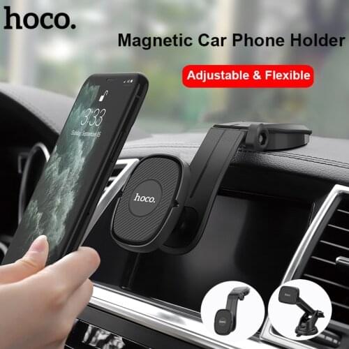 Hoco Magnetic Car Phone Holder For Xiaomi Redmi Note 8 9 Pro Adjustable Universal Holder Stand in Car GPS Brasket For iPhone 12