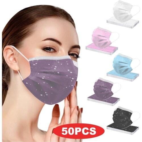 50pcs Disposable Adults Floral Print Mask 4-layer Face Mask Outdoor Mondmasker Facemask Masque Mascherine Halloween Cosplay Mask