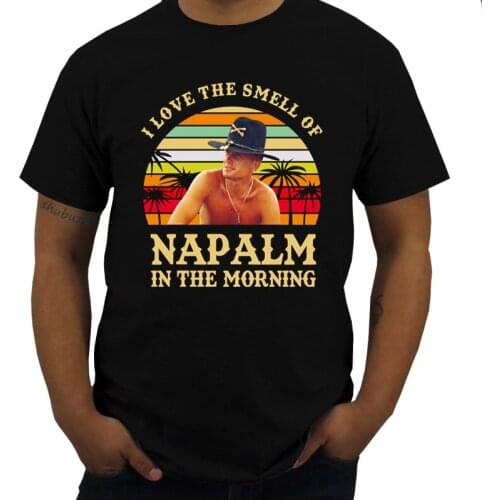 Male Black Tshirt of Napalm in The Morning Vintage Retro T-Shirt Bill Kilgore Apocalypse Shubuzhi Brand Cotton T-shirt
