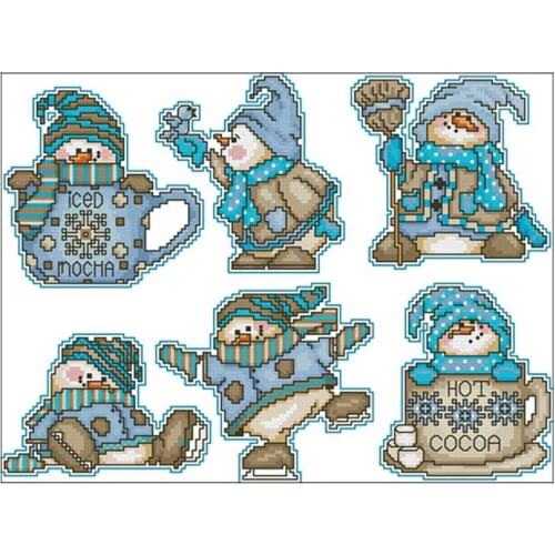 Coco Snowman cartoon patterns Counted Cross Stitch 11CT 14CT 18CT DIY Chinese Cross Stitch Kits Embroidery Needlework Sets