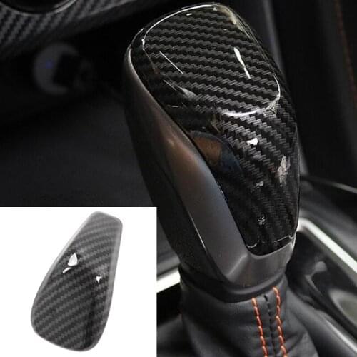 Car Gear Shift Knob Head Cover Sticker Interior Car Styling Accessories ABS Carbon Fiber Black New for Subaru Forester 2019