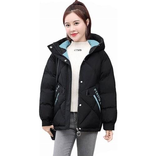 2020 New Winter Jacket Women Parka Warm Thick Overcoat Hooded Short Jacket Cotton Padded Parkas Coat Loose Outwear Plus Size 804