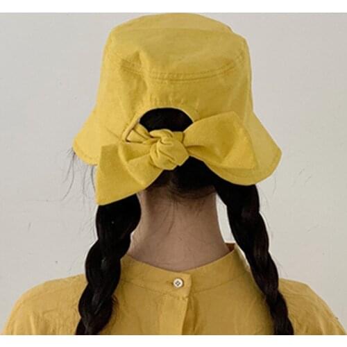 New Summer Women Bucket Hat Solid Outdoor Bowknot Cap Lady Sun Hat Female Panama Beach Cap Fisherman Hat Femme Gorros Travel Hat