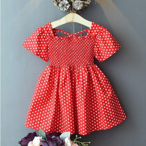 Girls Dresses 2020 Summer New Childrens Wear Girls Hipster Sweet Net Red Dot Cross With Princess Dress