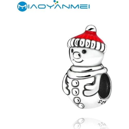 Christmas Gift 925 Sterling Silver Beads Fit Original Pandora Bracelets Snowman and Santa Hat Charm Women DIY Fashion Jewelry